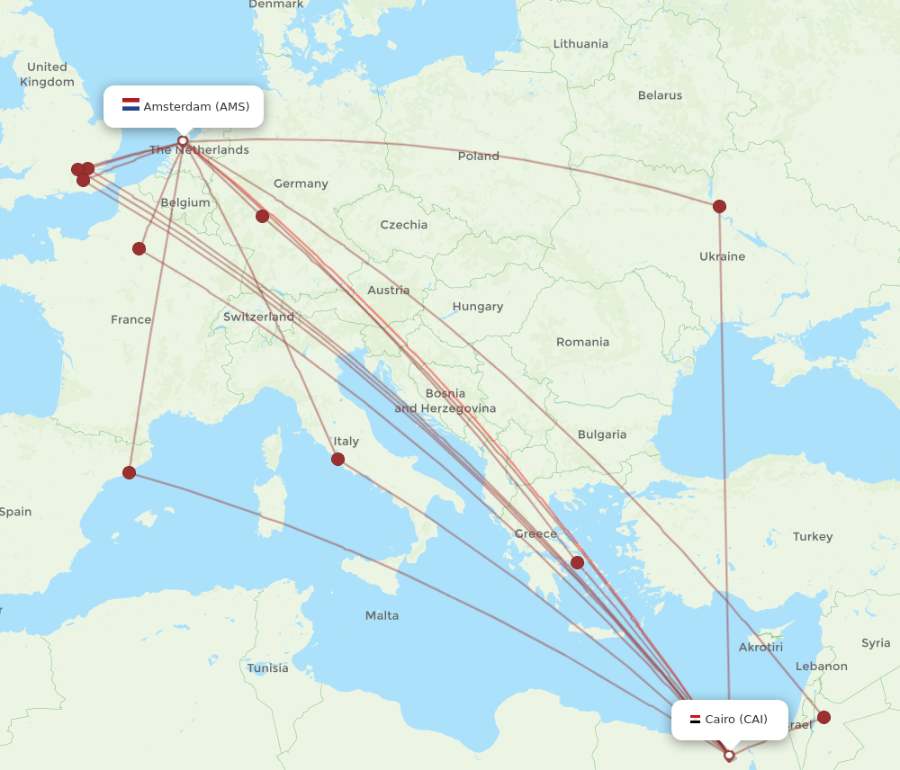 AMS-CAI flight routes