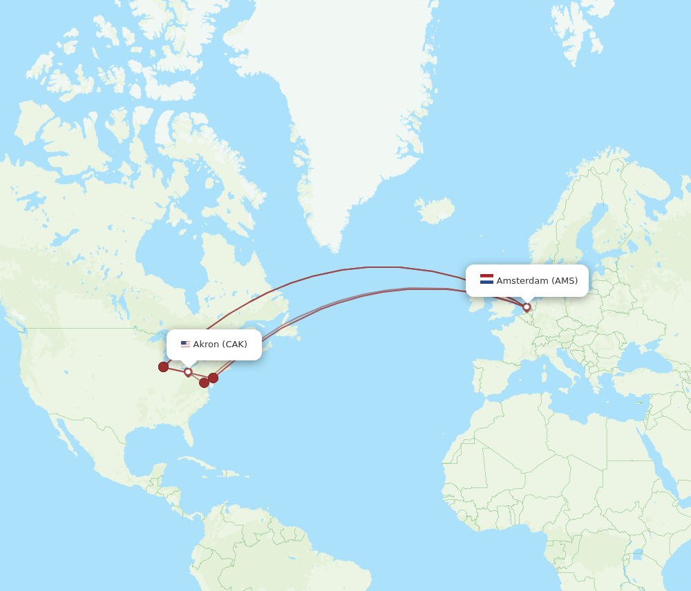AMS-CAK flight routes