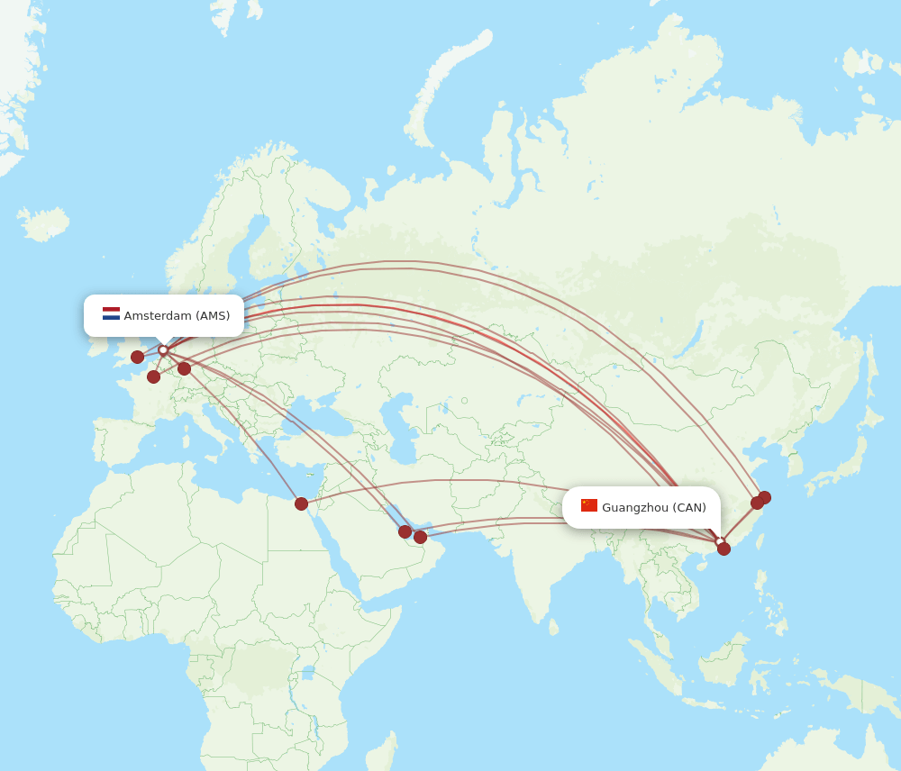 AMS-CAN flight routes