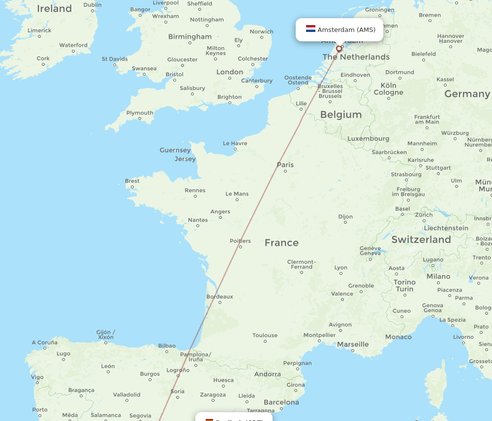 AMS-CDT flight routes