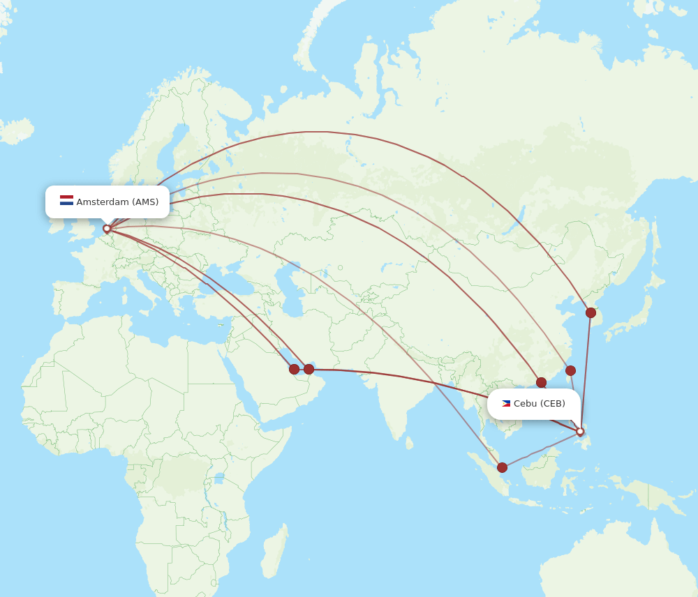 AMS-CEB flight routes