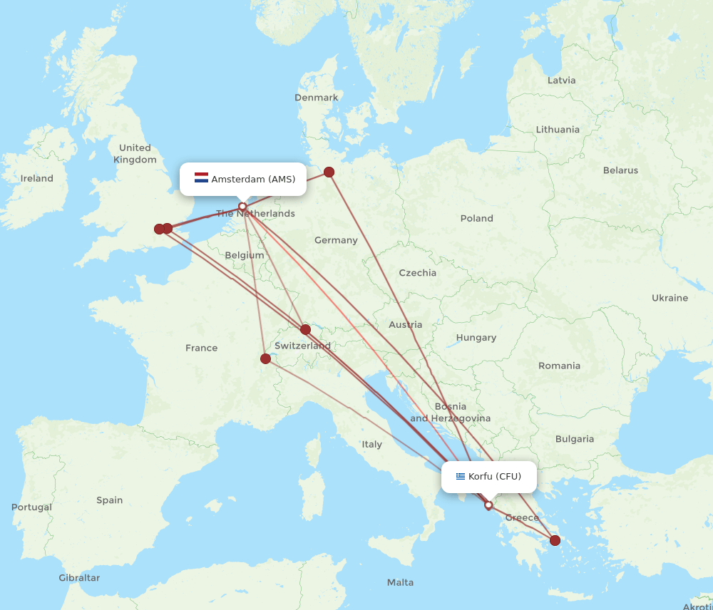 AMS-CFU flight routes