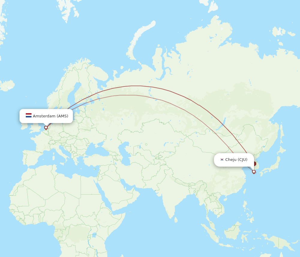 AMS-CJU flight routes