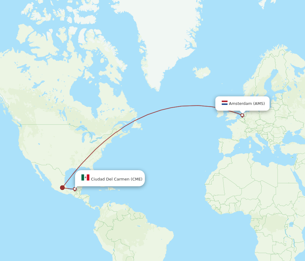 AMS-CME flight routes