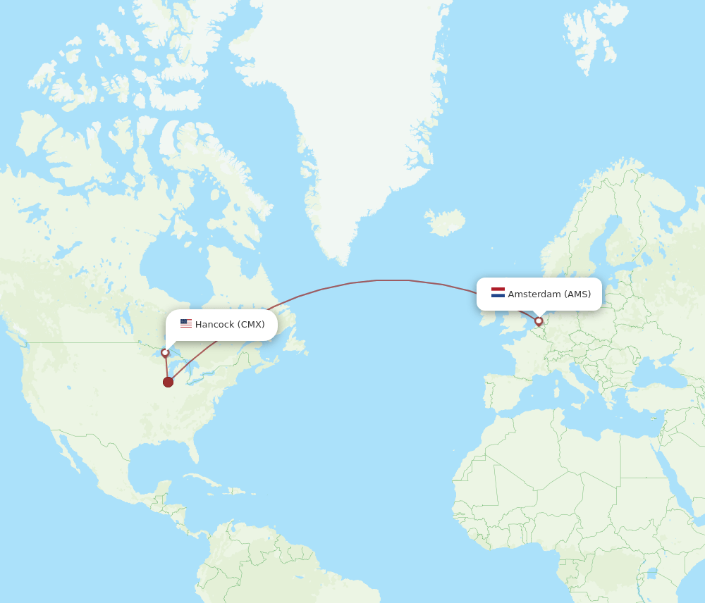 AMS to CMX flights and routes map