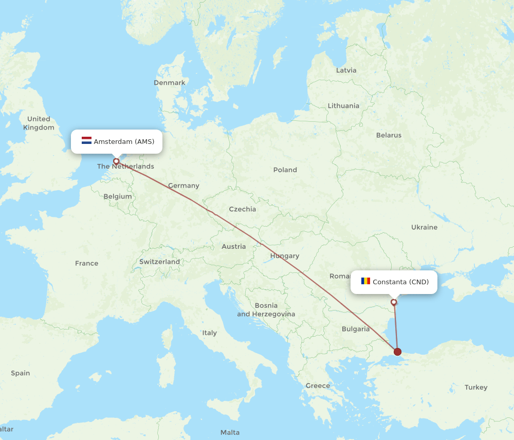 AMS-CND flight routes