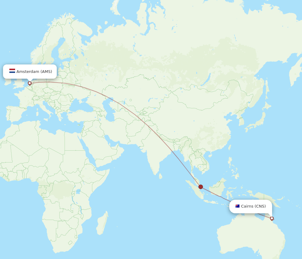AMS-CNS flight routes