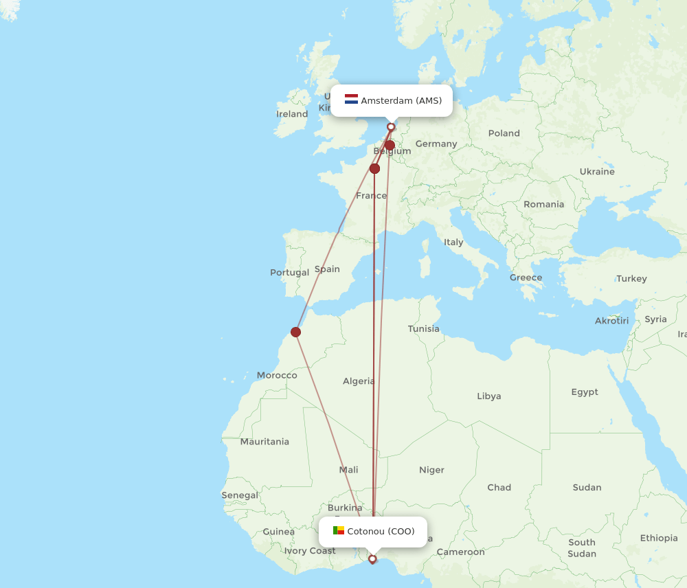AMS-COO flight routes