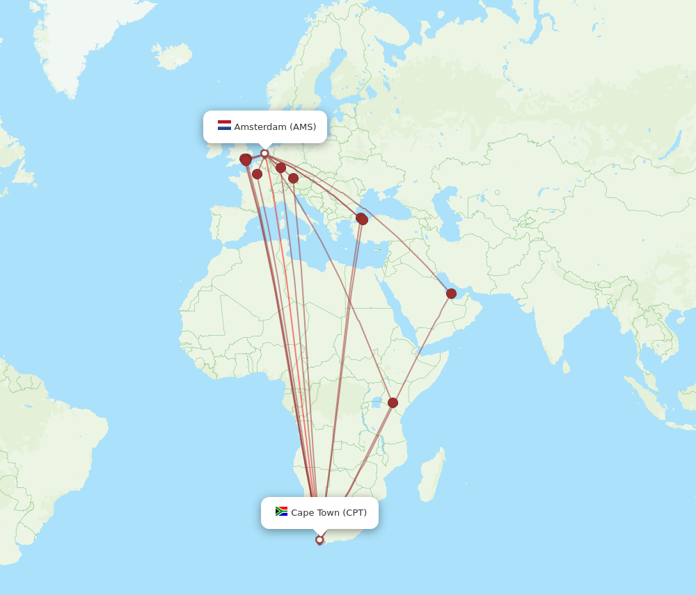 AMS-CPT flight routes