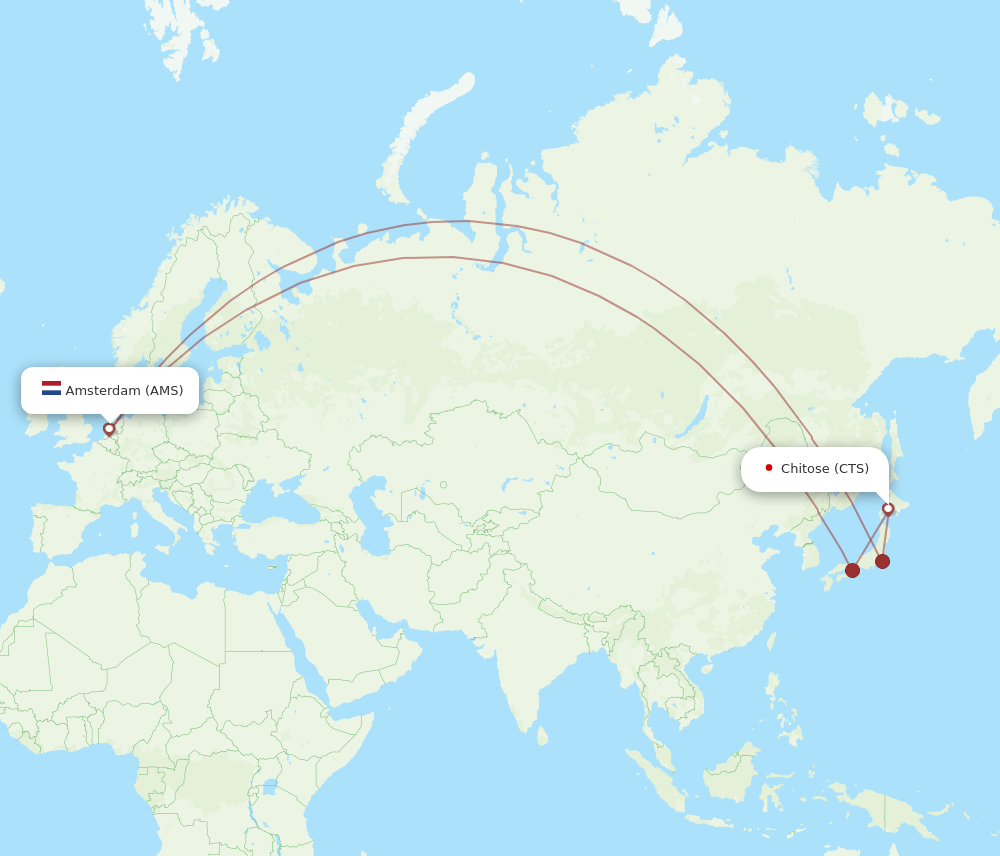 AMS-CTS flight routes