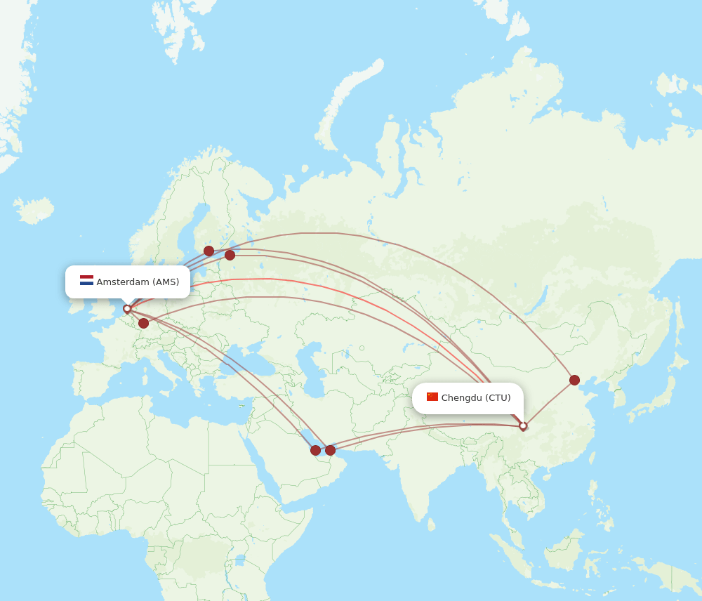 AMS-CTU flight routes