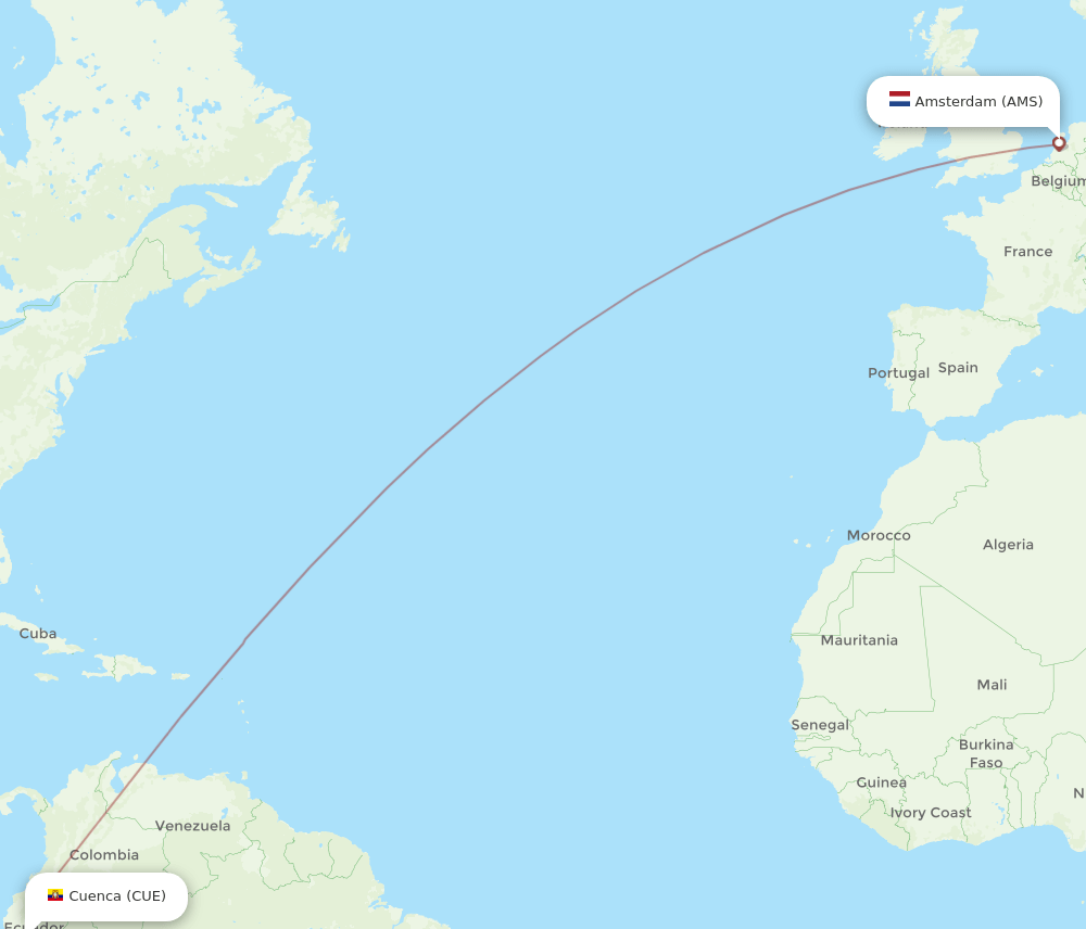 AMS to CUE flights and routes map