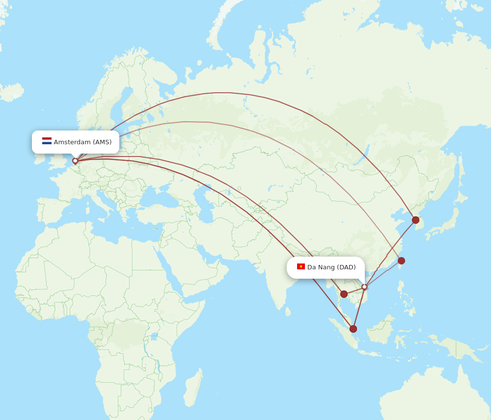 AMS-DAD flight routes