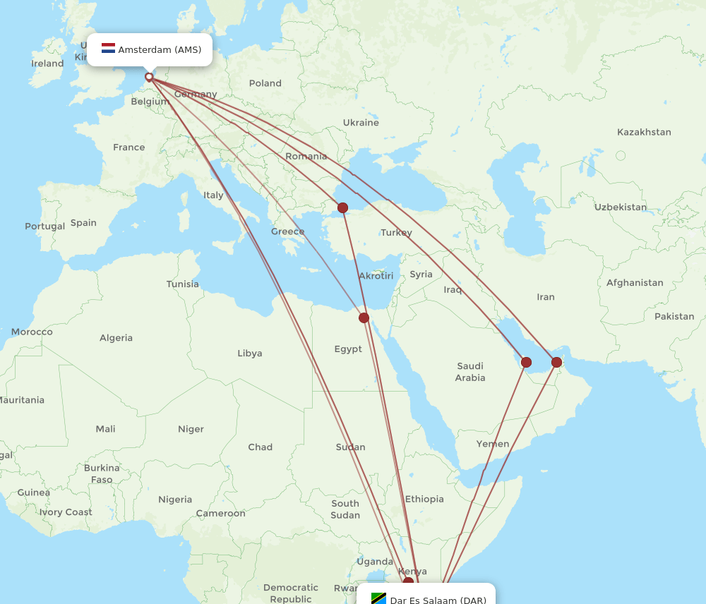 AMS-DAR flight routes