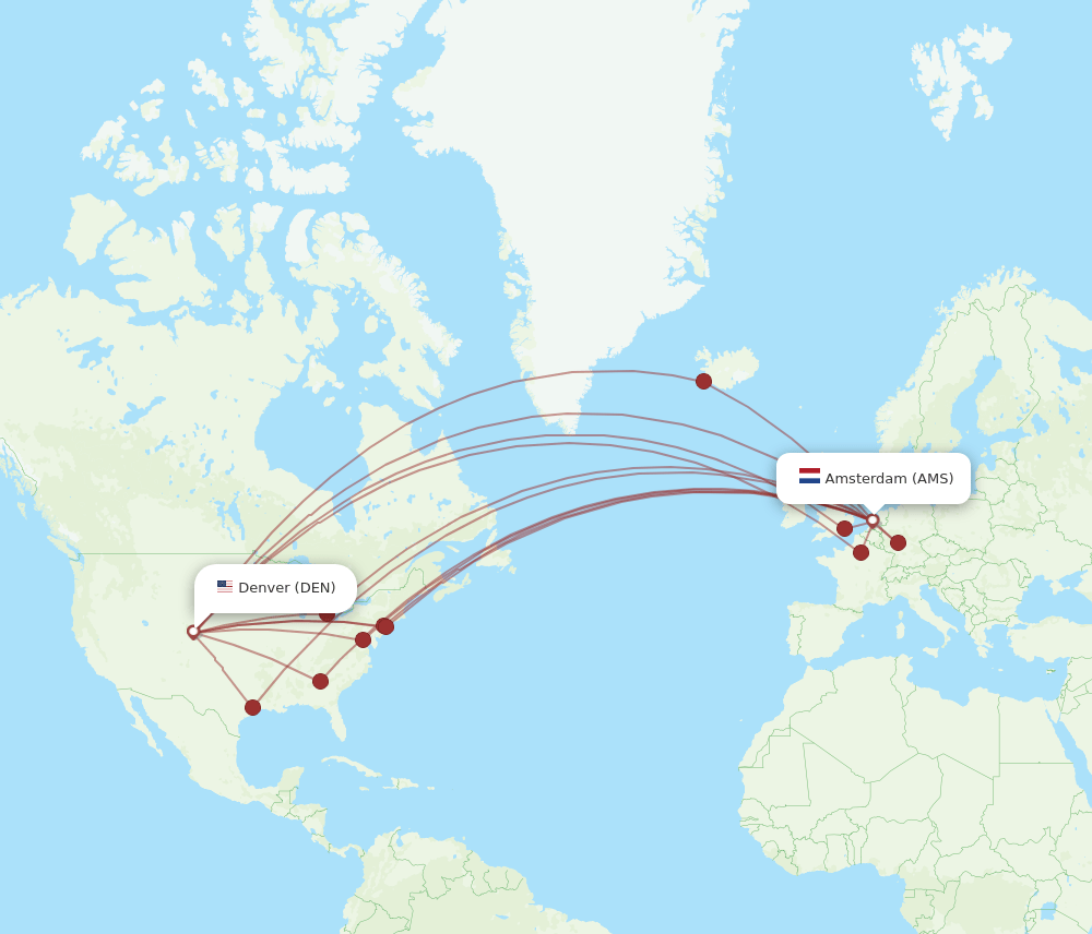 AMS-DEN flight routes