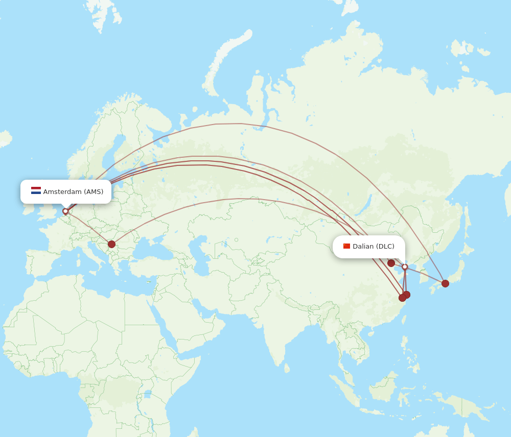 AMS to DLC flights and routes map