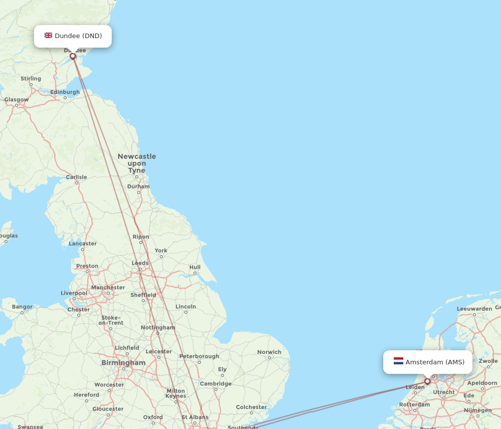 AMS-DND flight routes