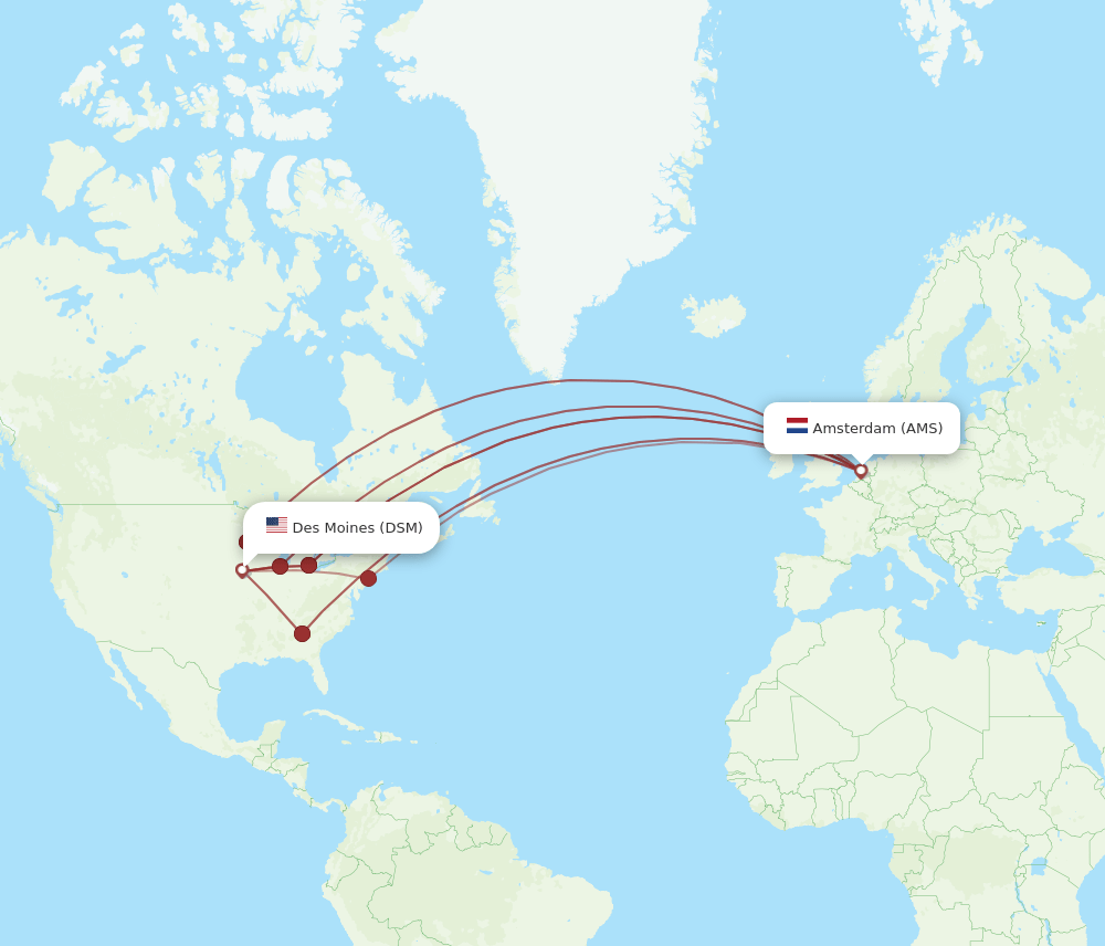 AMS-DSM flight routes