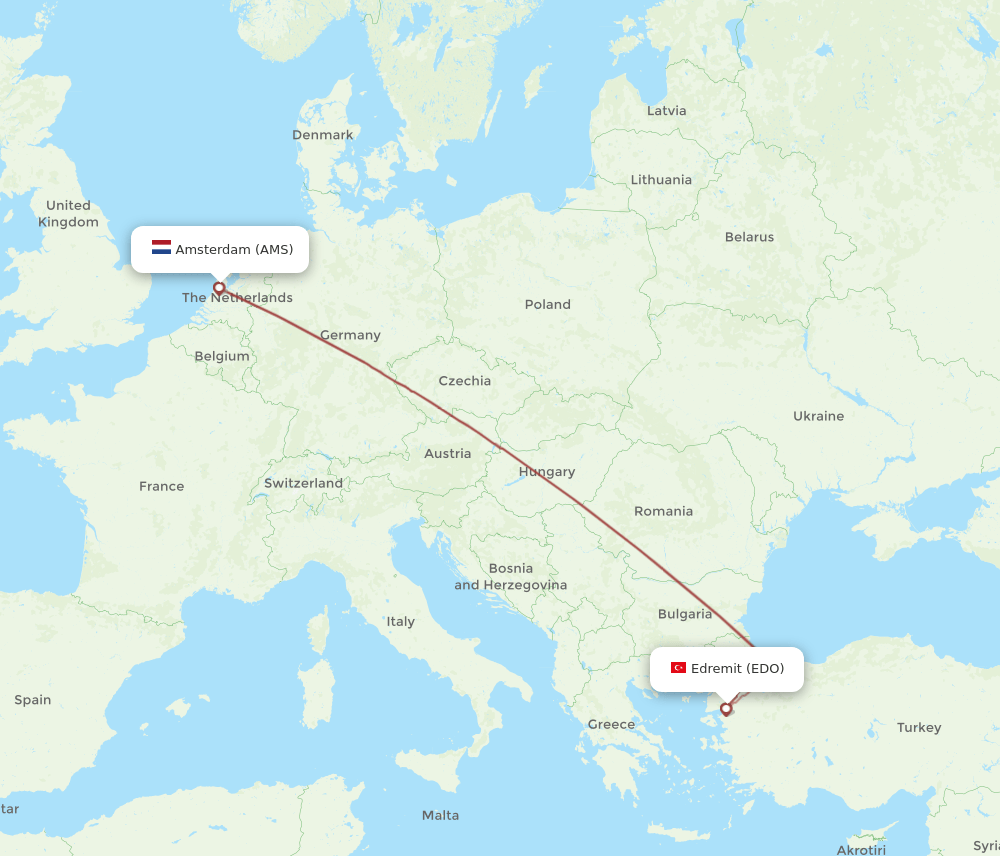 AMS-EDO flight routes