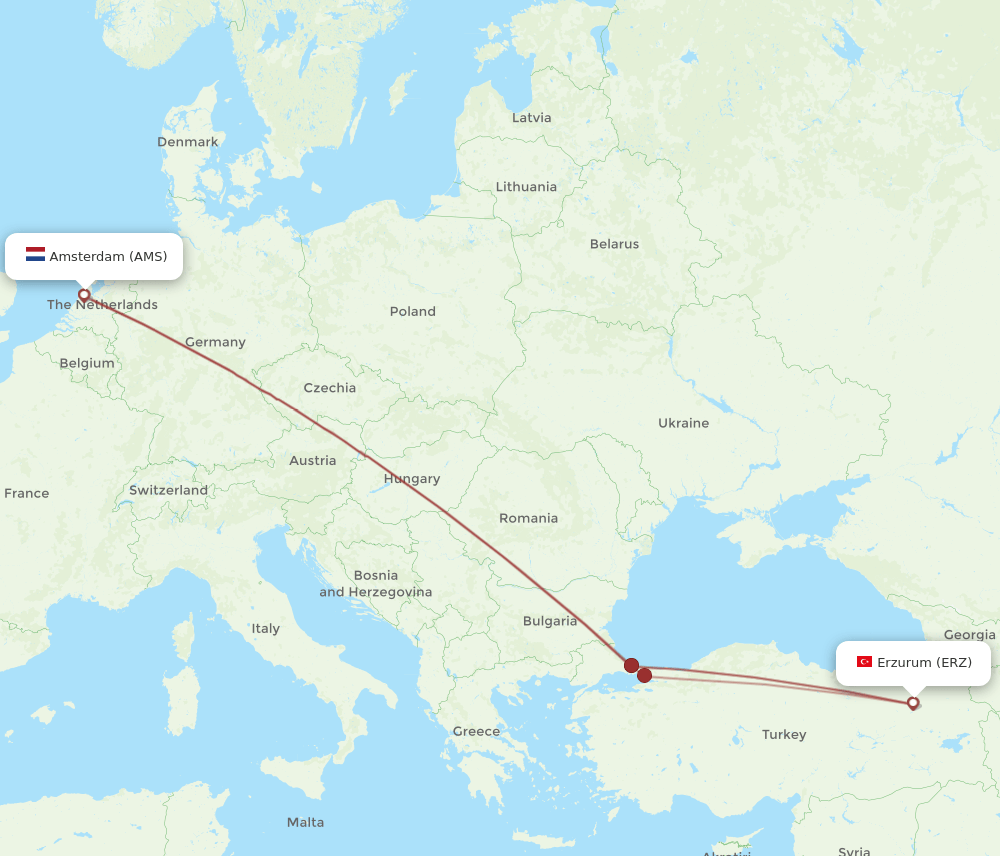 AMS-ERZ flight routes