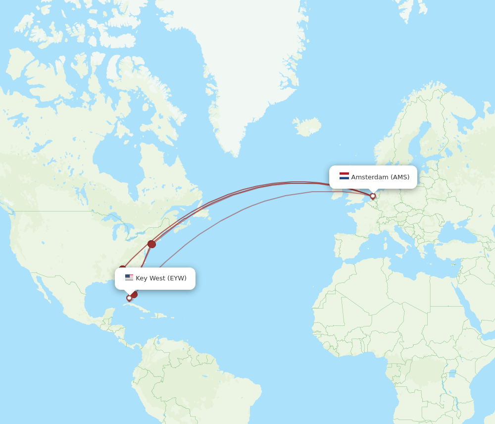 AMS-EYW flight routes