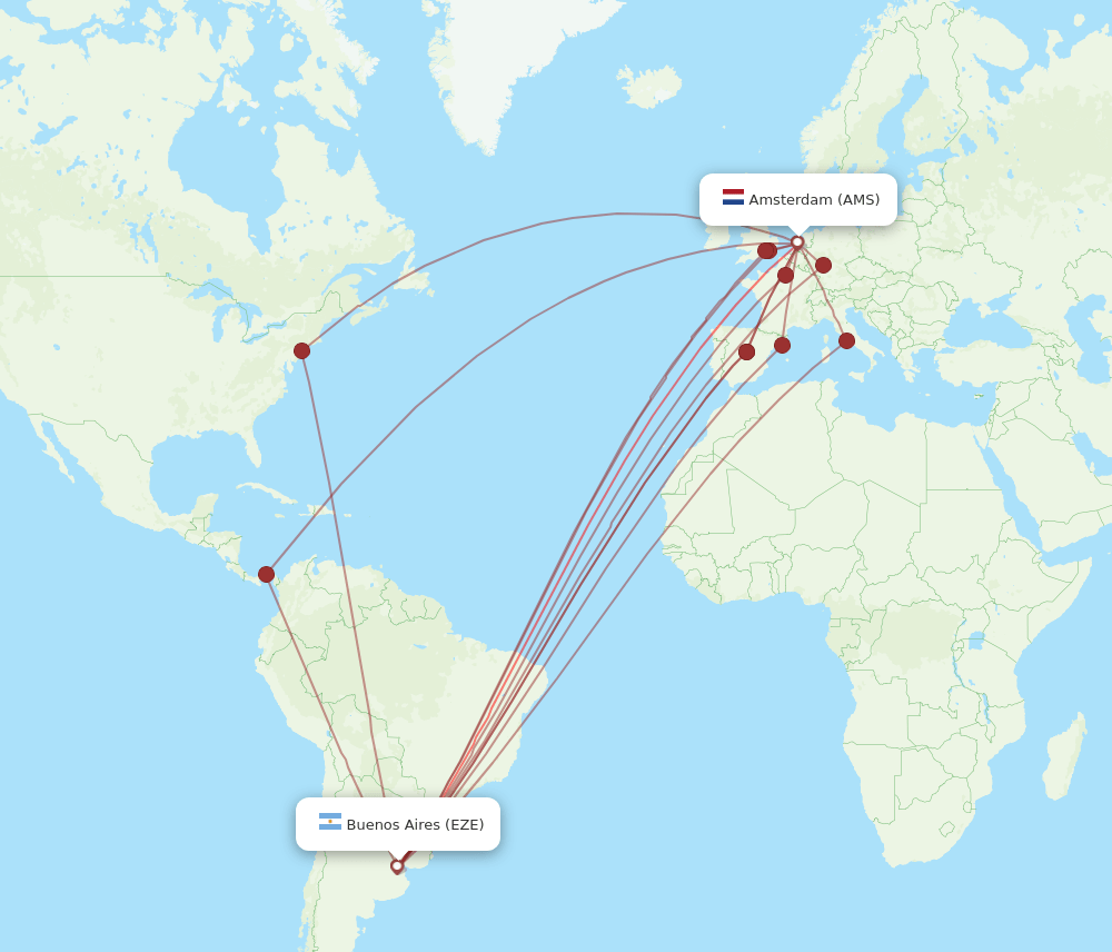 AMS-EZE flight routes