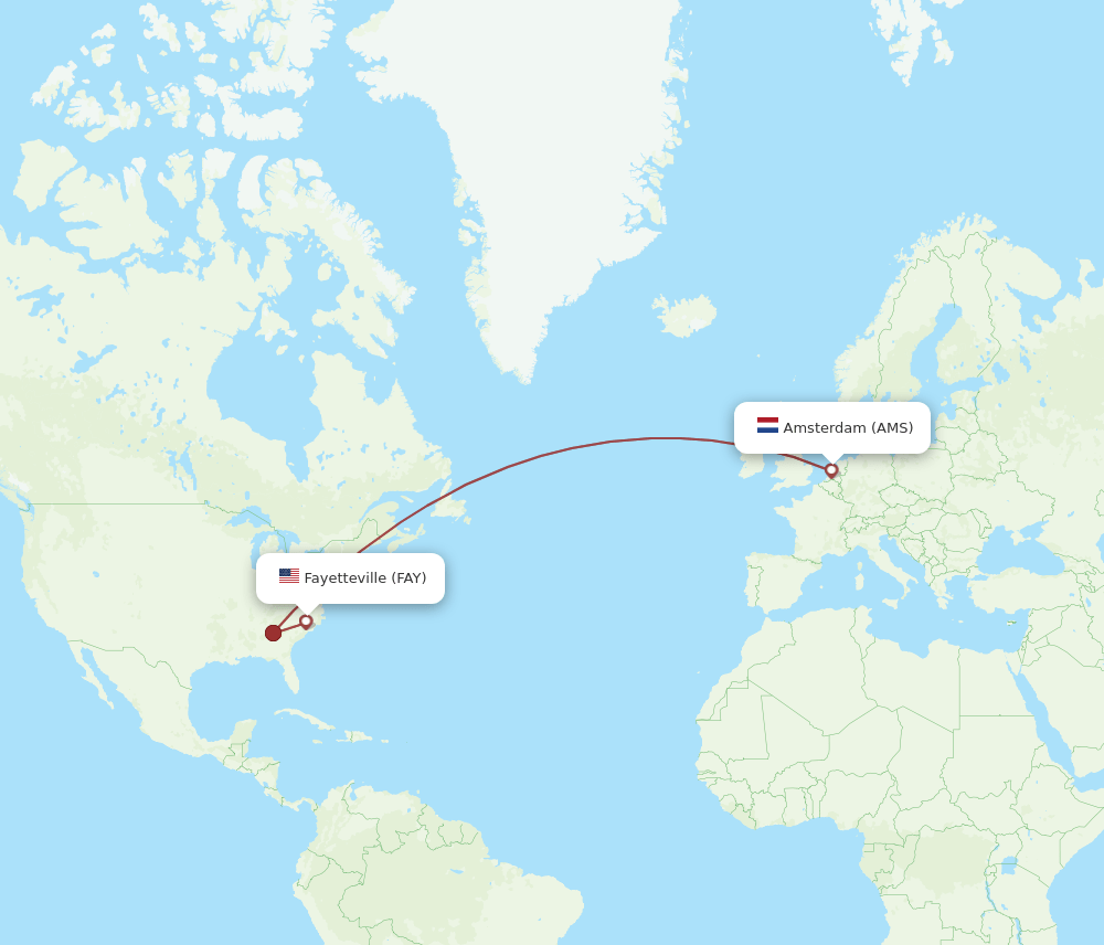 AMS to FAY flights and routes map