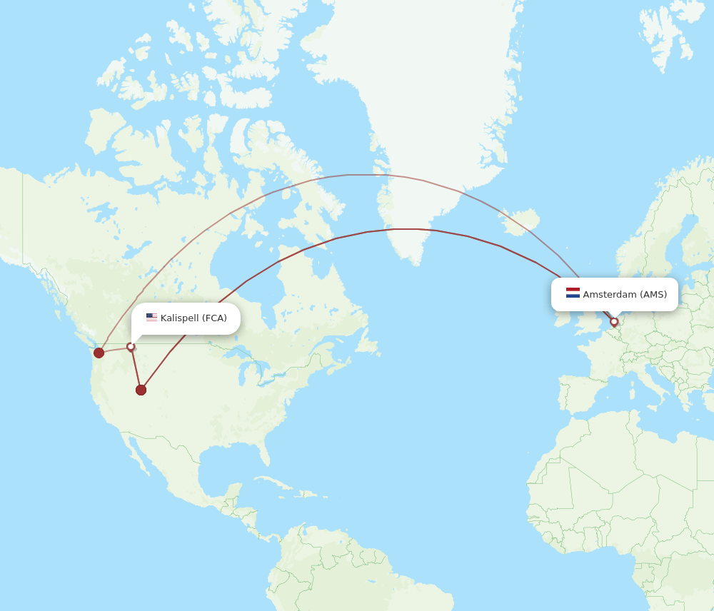 AMS to FCA flights and routes map