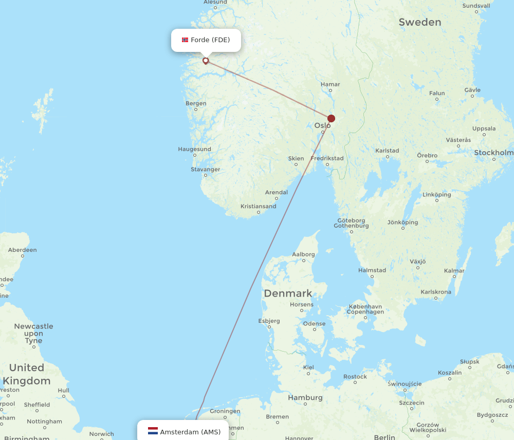 AMS-FDE flight routes