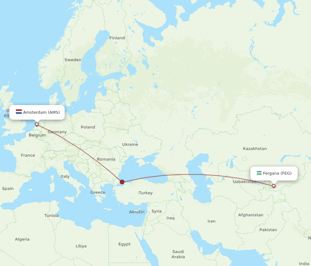 AMS-FEG flight routes