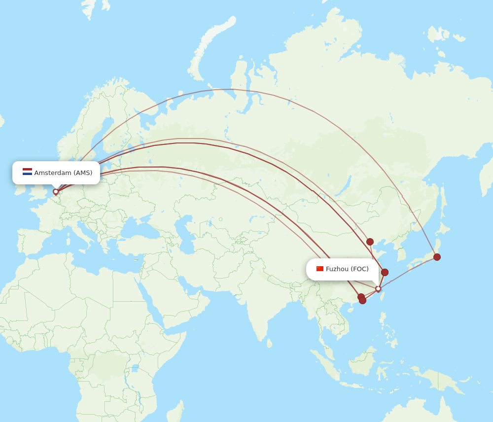 AMS-FOC flight routes