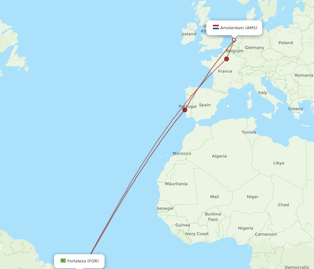 AMS-FOR flight routes