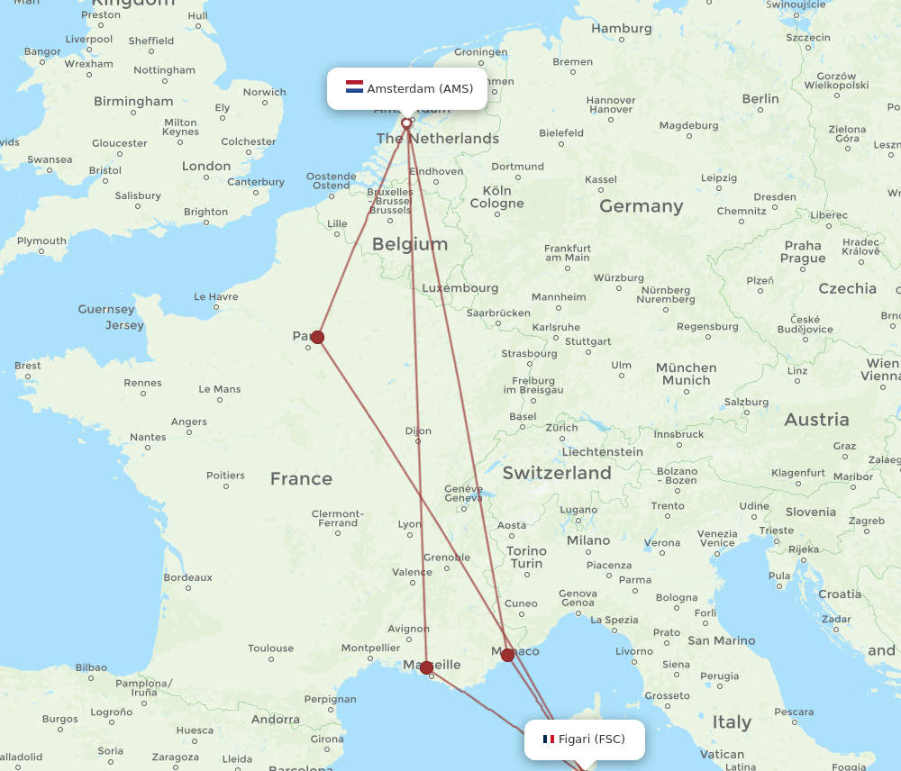 AMS-FSC flight routes