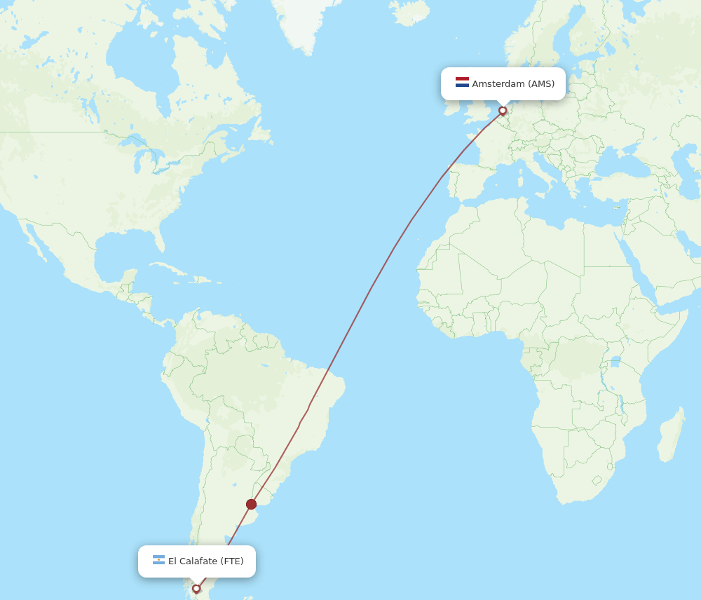AMS-FTE flight routes