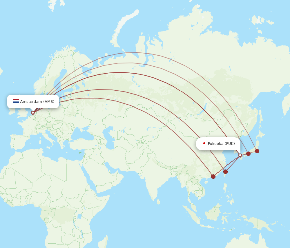 AMS-FUK flight routes