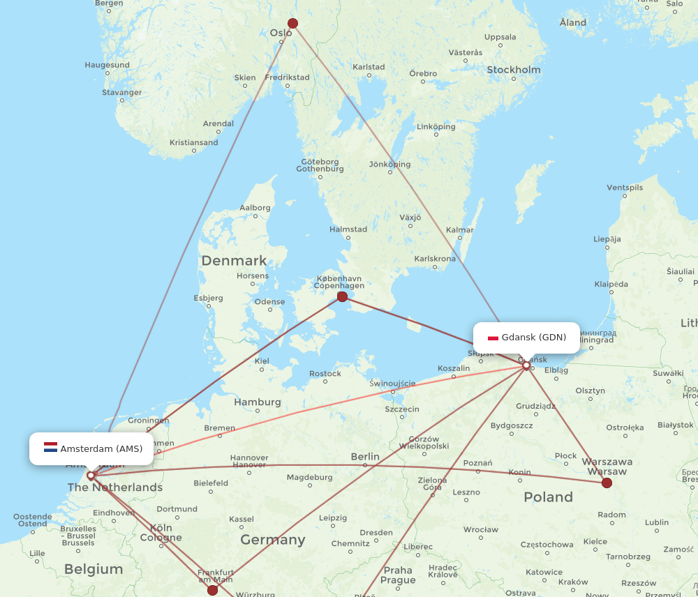 AMS-GDN flight routes