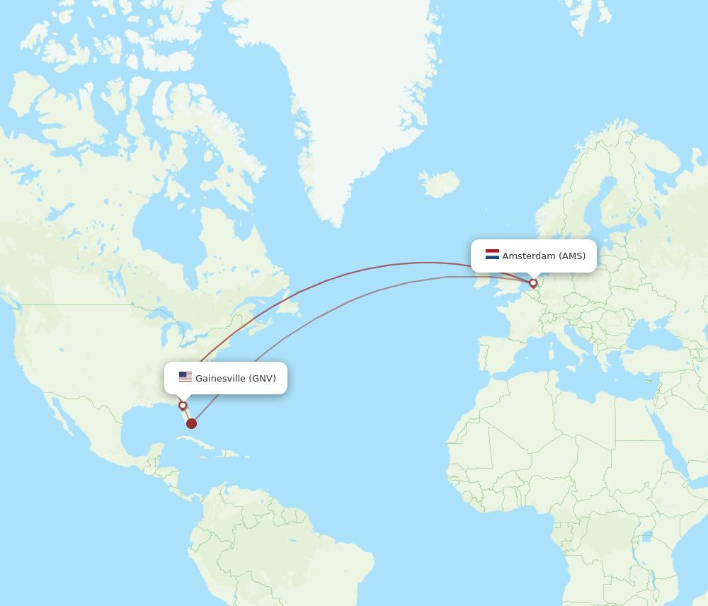 AMS-GNV flight routes