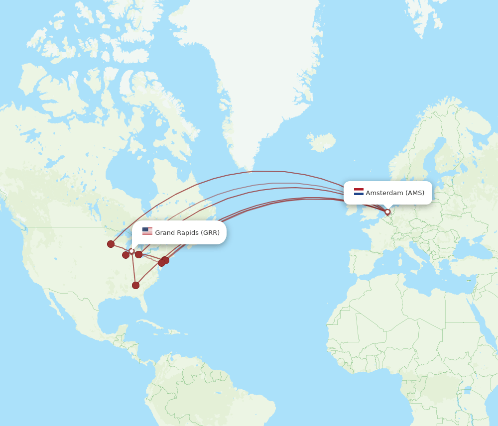 AMS-GRR flight routes