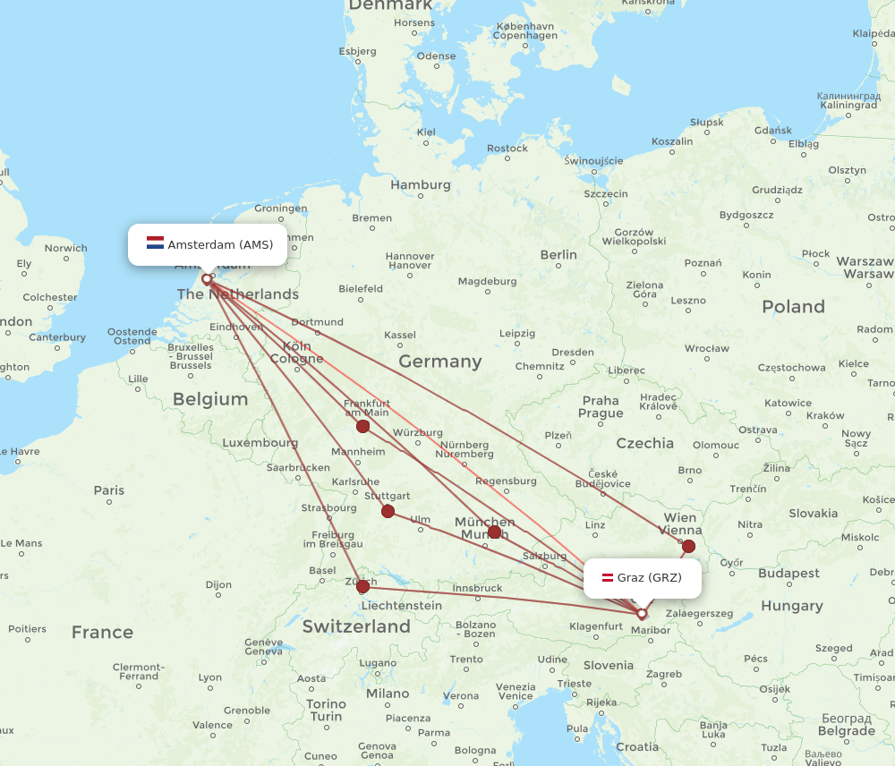 AMS-GRZ flight routes