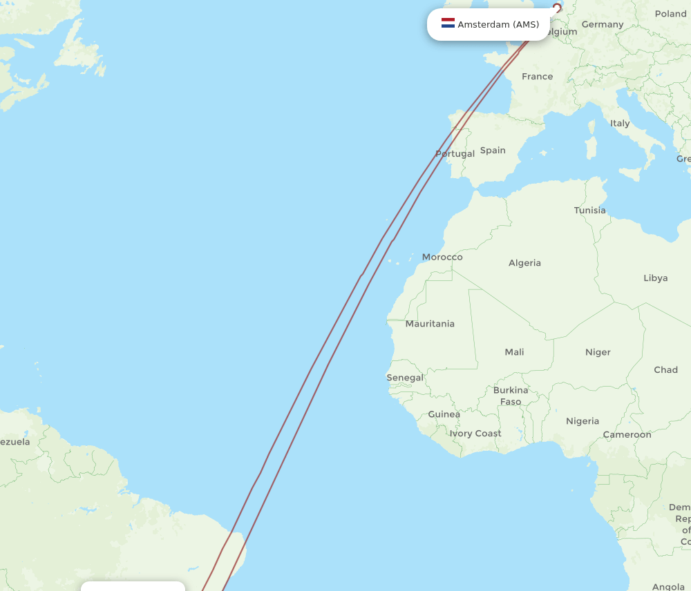 AMS to GYN flights and routes map