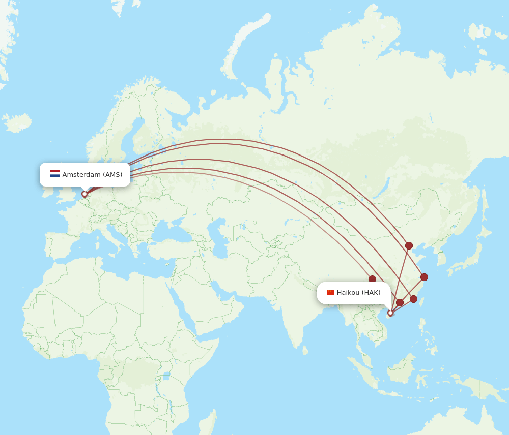AMS-HAK flight routes