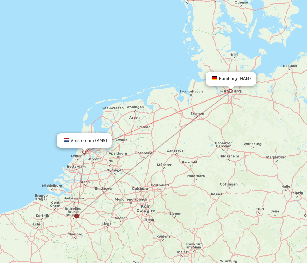 AMS-HAM flight routes