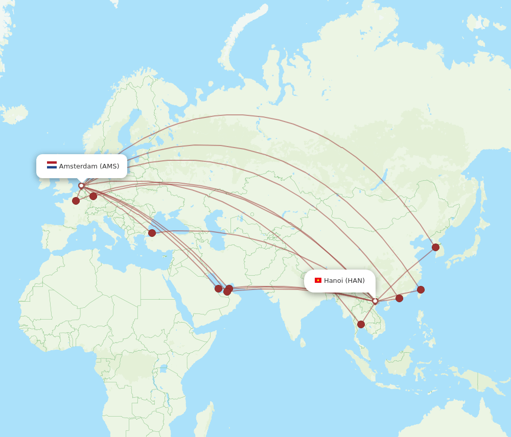 AMS-HAN flight routes