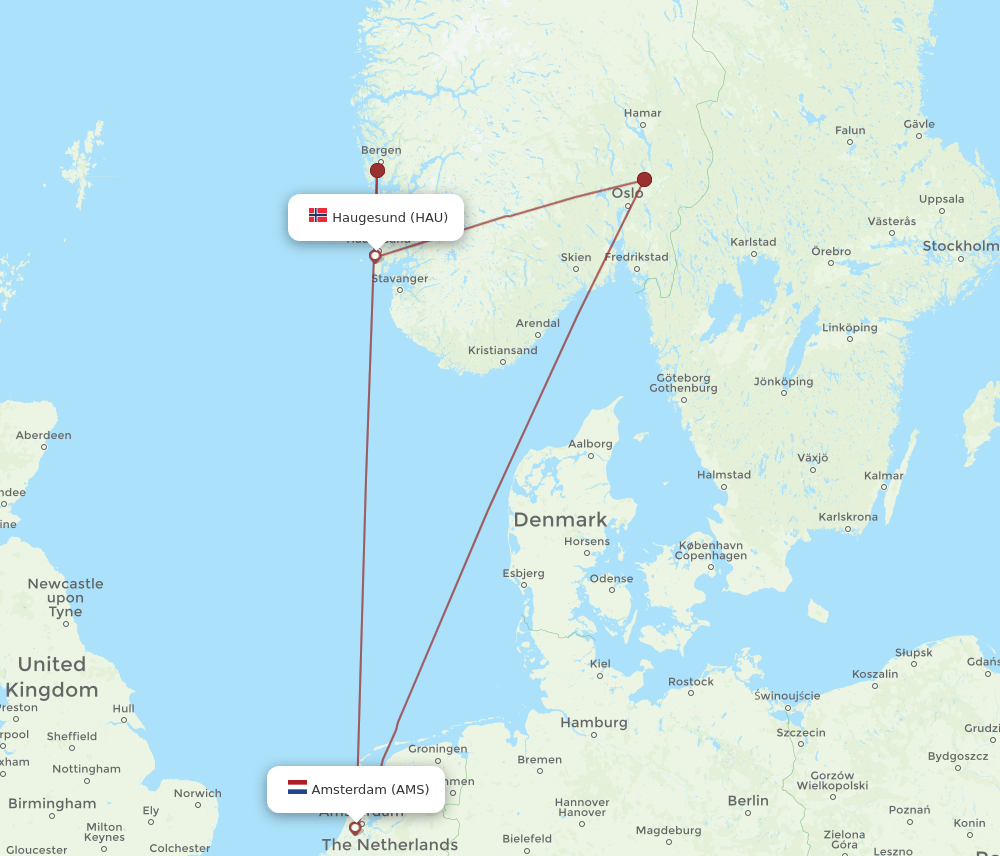 AMS-HAU flight routes
