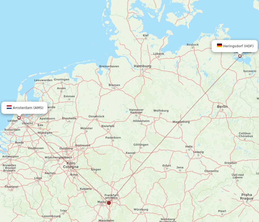 AMS-HDF flight routes