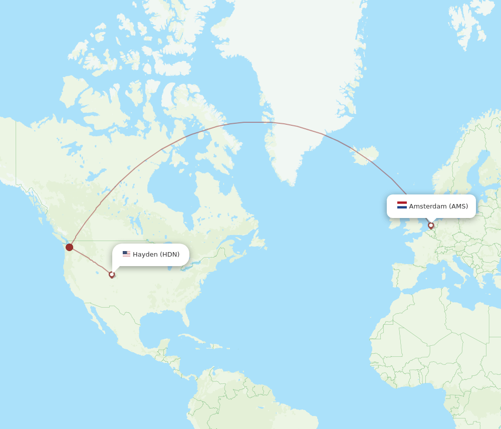 AMS to HDN flights and routes map