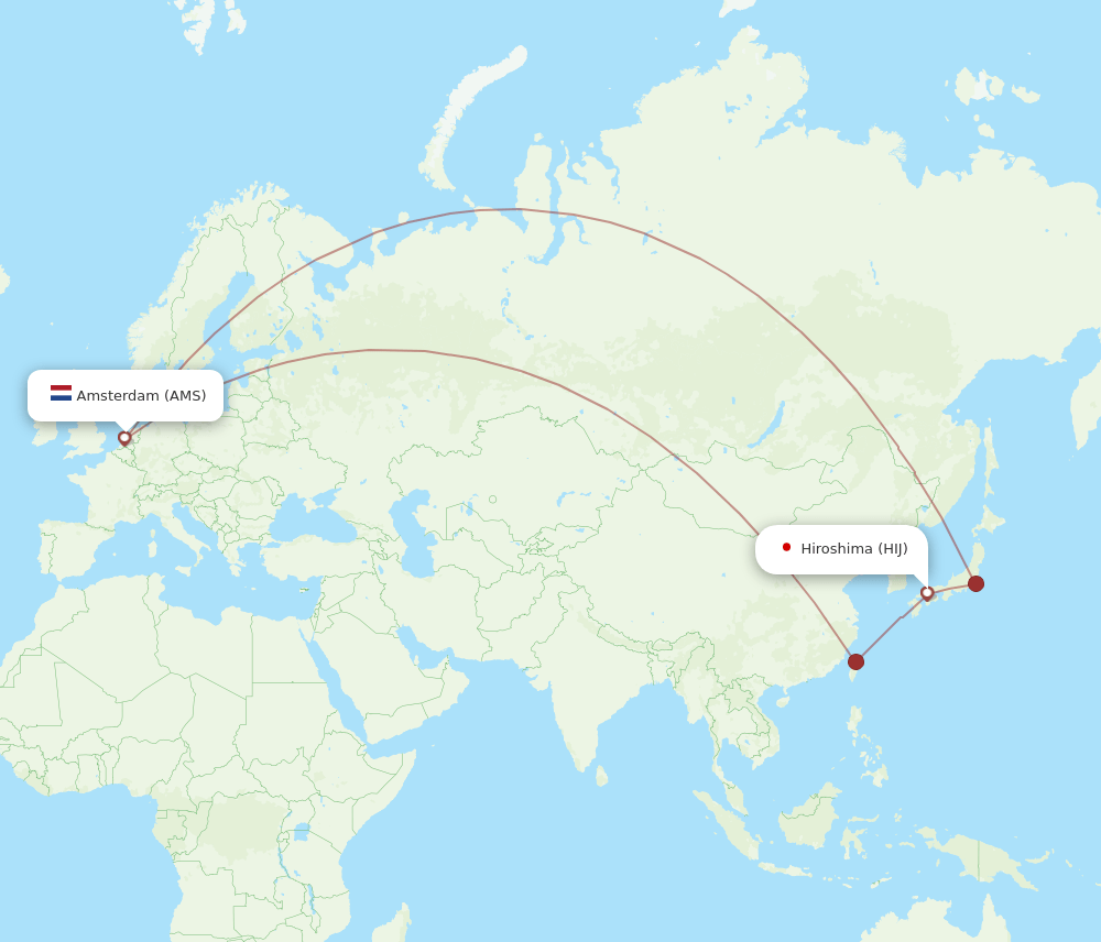 AMS-HIJ flight routes