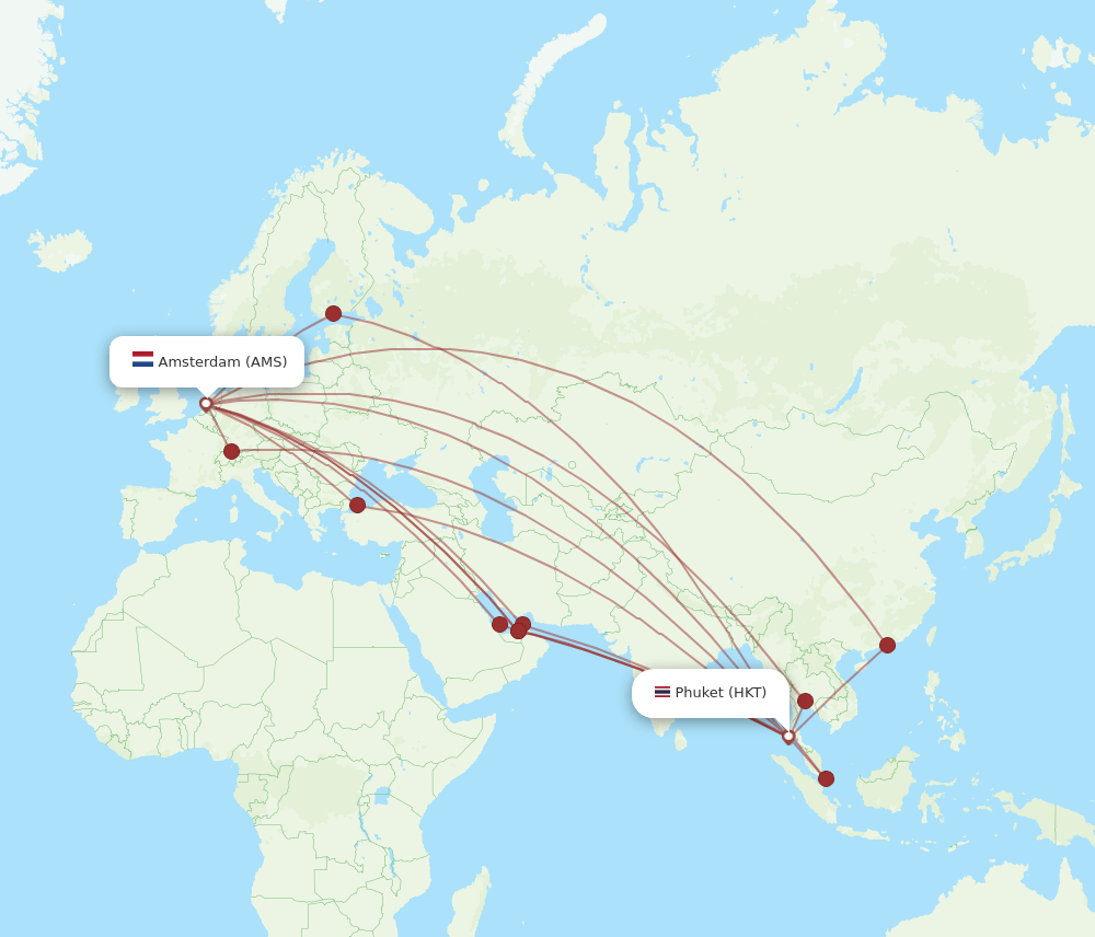 AMS-HKT flight routes
