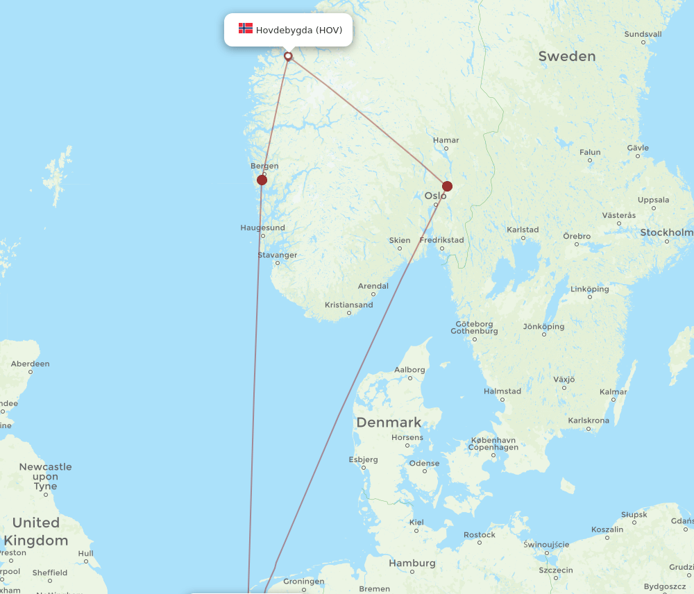 AMS-HOV flight routes