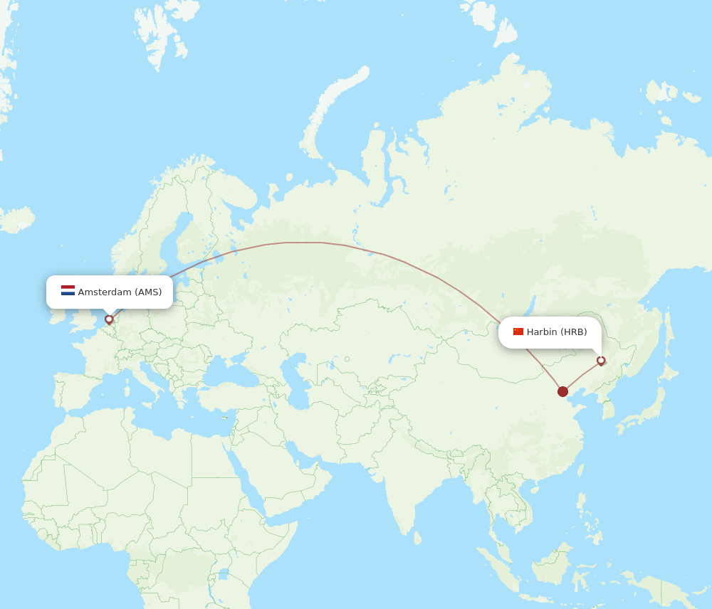 AMS-HRB flight routes